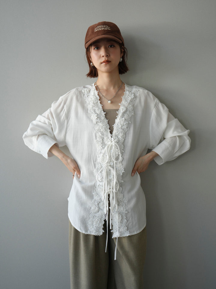 [SET]レースフロントリボンブラウス+選べるアクセセット(2set)