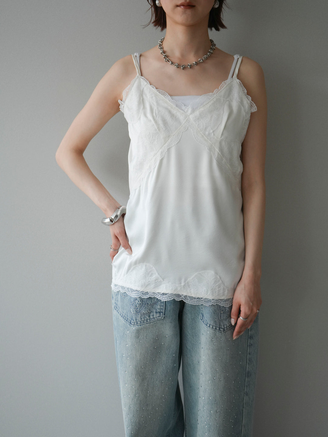 [予約]レーストリムキャミソール/ivory