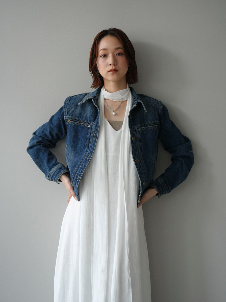 [予約]ラメツイストストラップVバックドレス/white