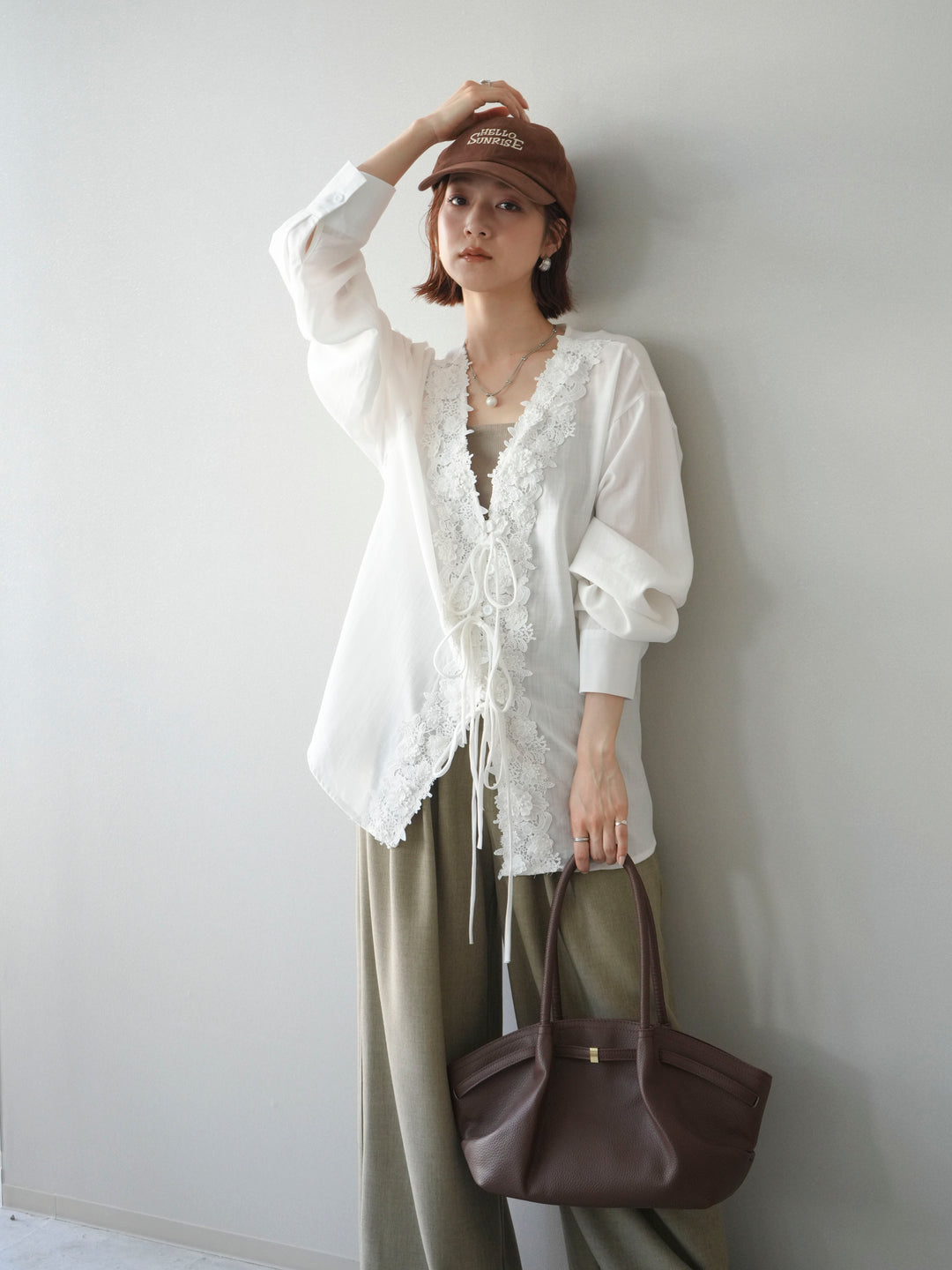 [SET]レースフロントリボンブラウス+選べるアクセセット(2set)