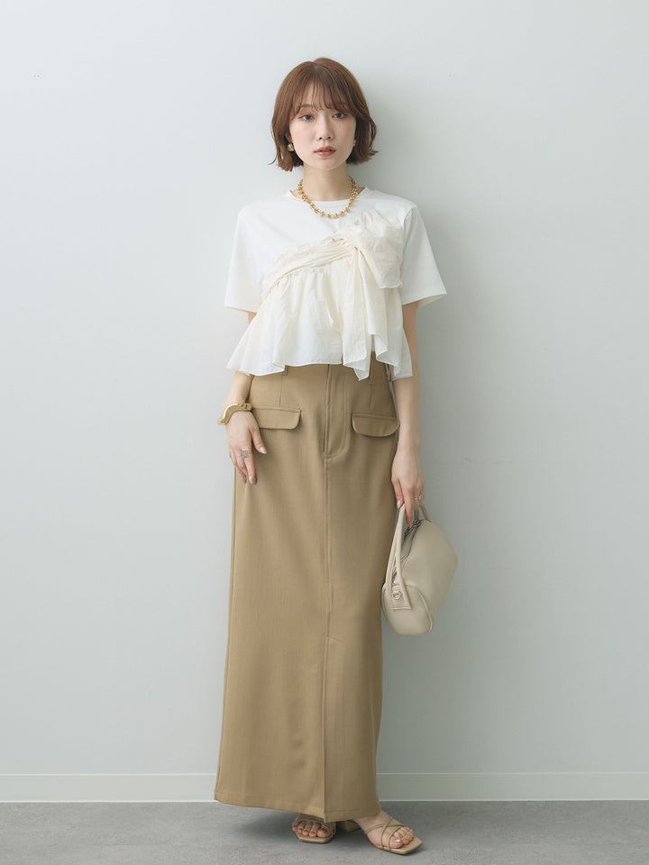 [SET]クレープデシンフラップ付きストレートスカート+クレープデシンフラップ付きストレートスカート(2set)