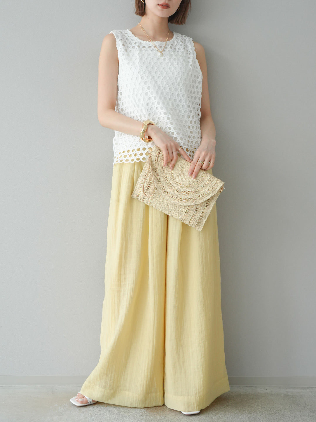 [予約]シアータックワイドパンツ/イエロー