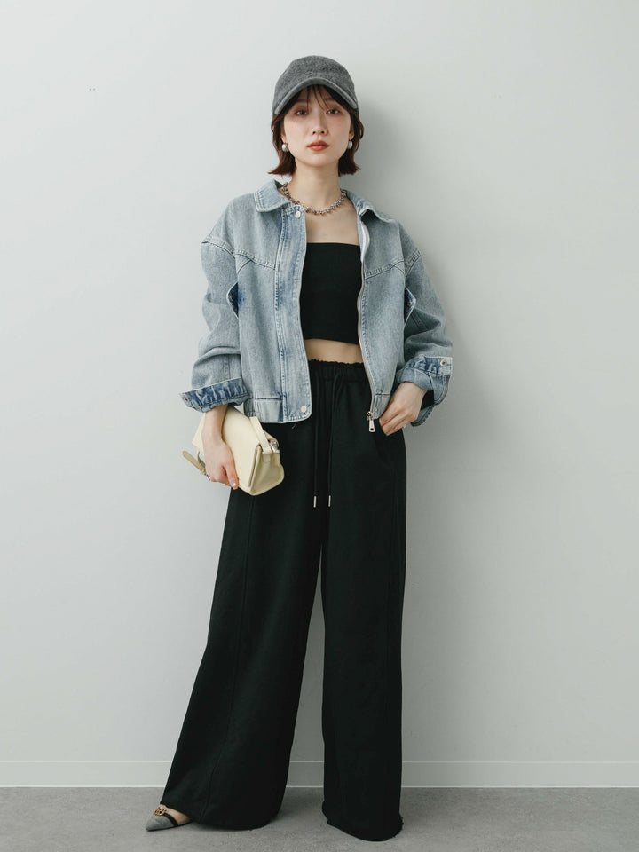 [予約]カットオフスウェットワイドパンツ/black