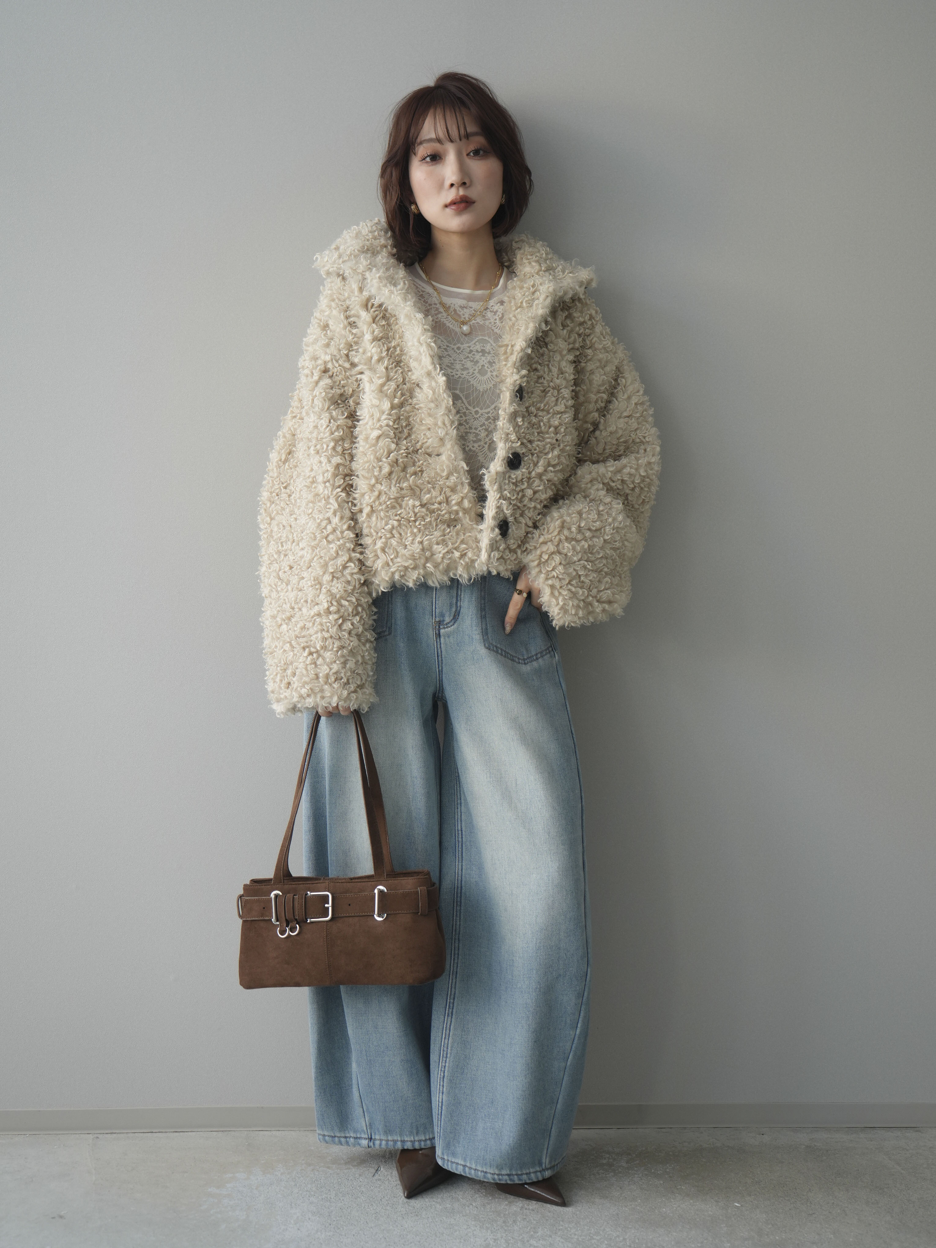 予約]プードルファーミドルスタンドブルゾン/ivory – Lumier