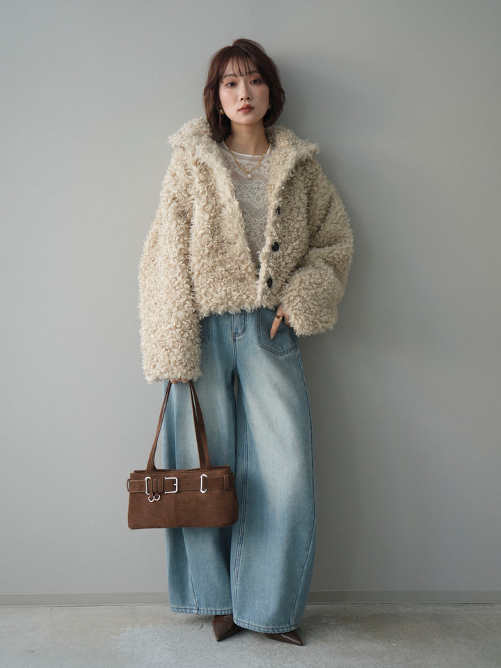 [予約]プードルファーミドルスタンドブルゾン/ivory