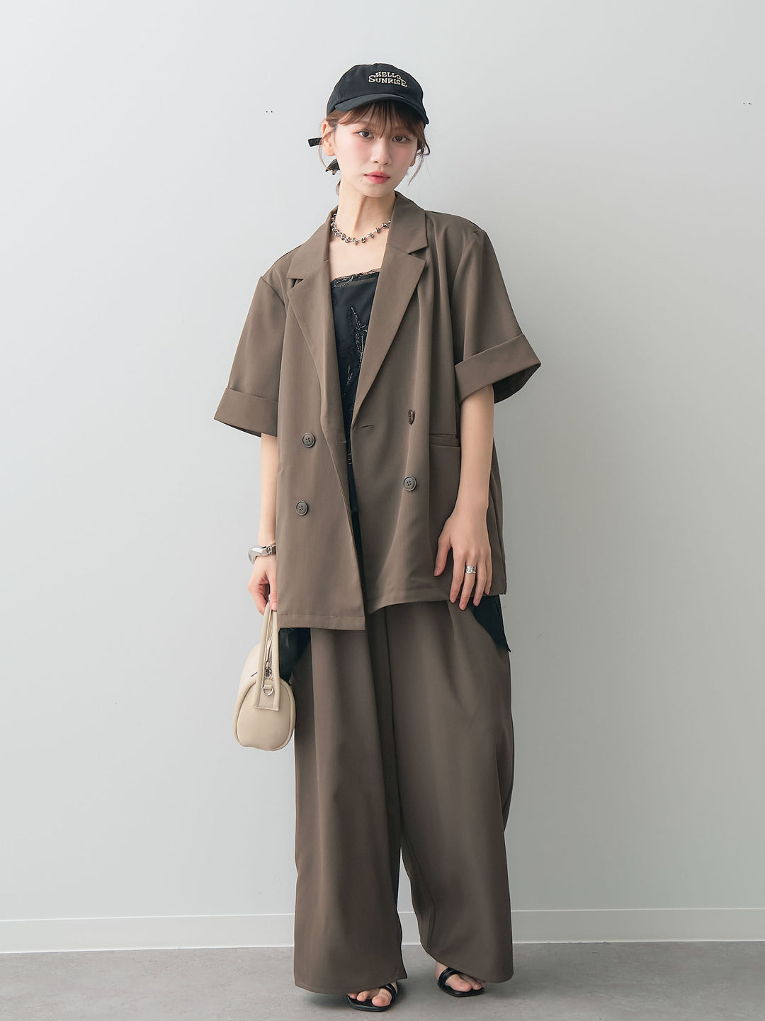 [予約]クレープデシンタックワイドパンツ/brown