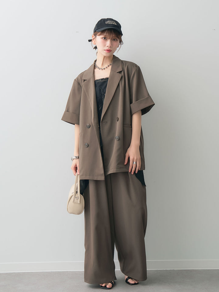 [予約]クレープデシンタックワイドパンツ/brown