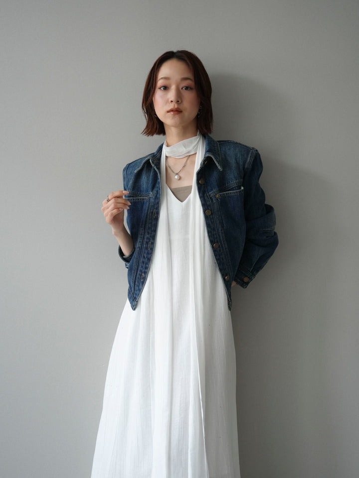 [予約]ラメツイストストラップVバックドレス/white