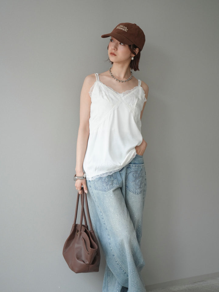 [予約]レーストリムキャミソール/ivory