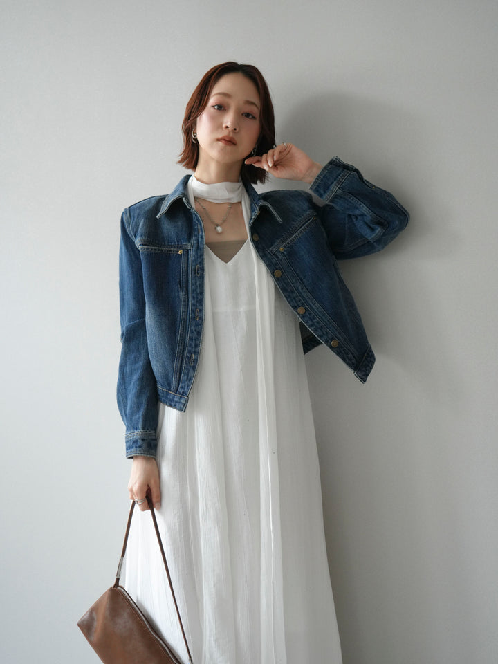 [予約]ラメツイストストラップVバックドレス/white