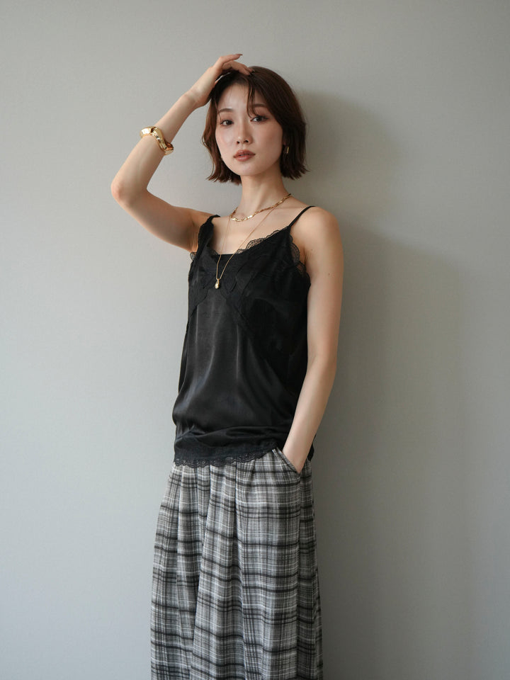 [予約]レーストリムキャミソール/black