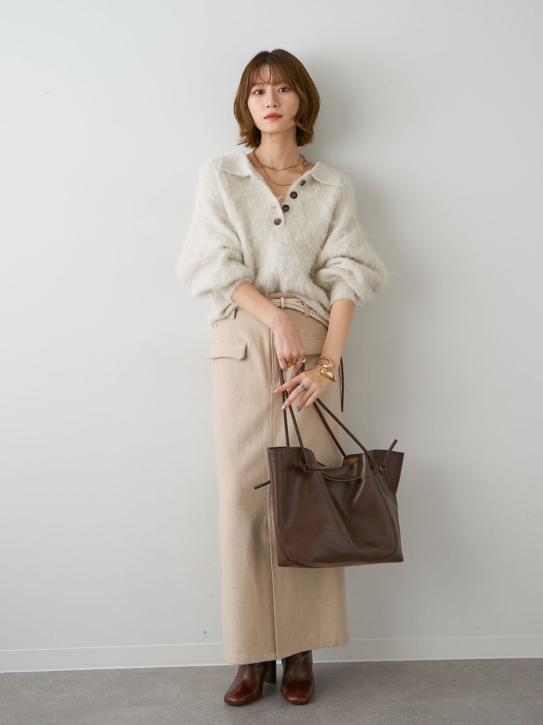 [SET]メルトンフラップ付ストレートスカート+メルトンフラップ付ストレートスカート(2set)