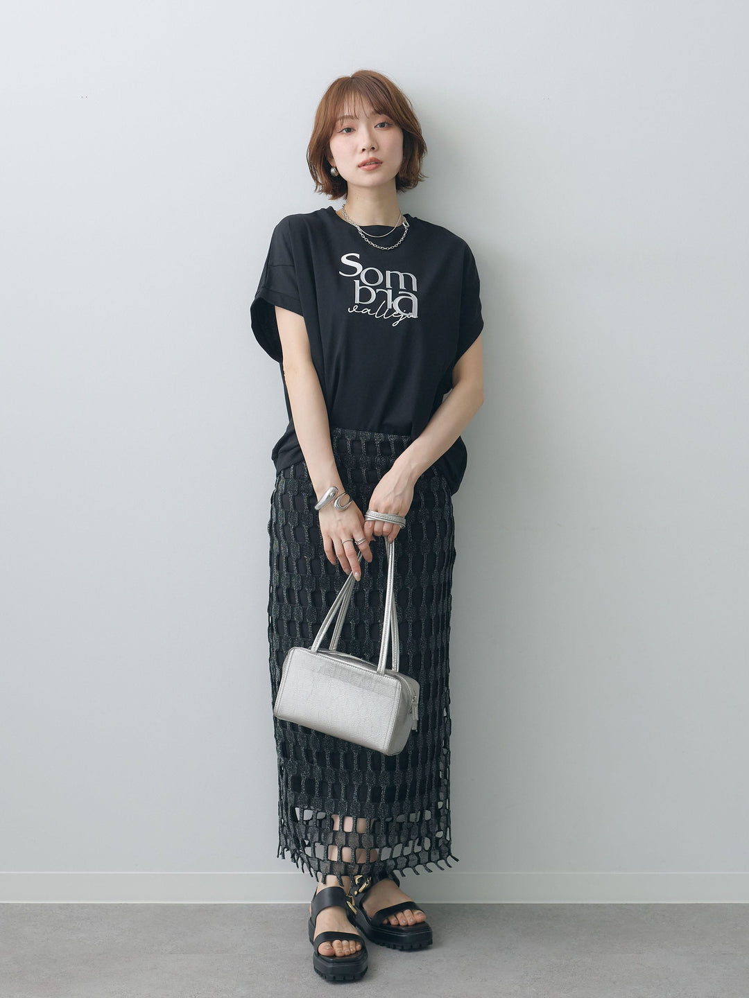 [予約]スクエアメッシュニットIラインスカート+スクエアメッシュニットIラインスカート