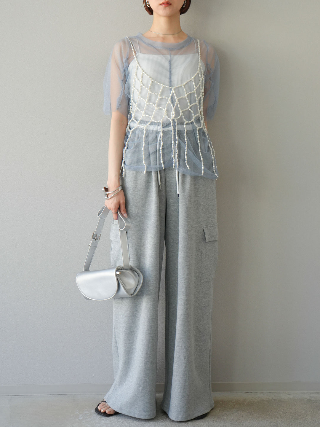 [予約]ウエストラインサイドポケットスウェットパンツ/グレー