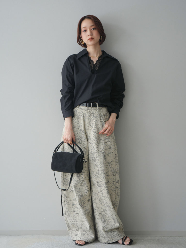 [予約]ジャガードカーブデニムパンツ/ivory