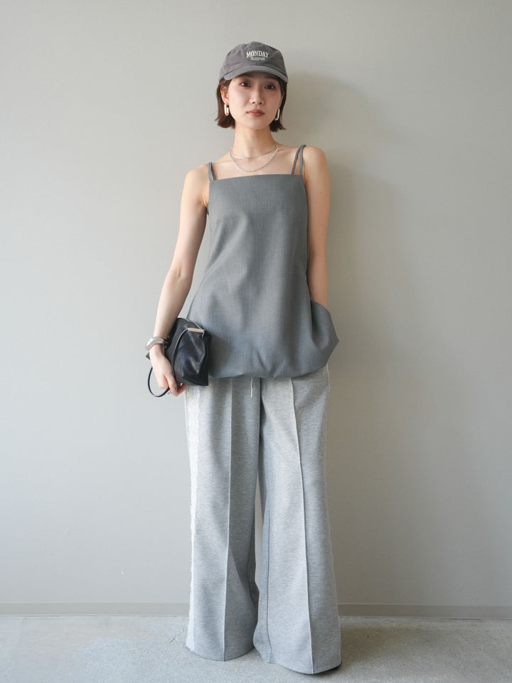 [予約]サイドレースポンチワイドパンツ/gray