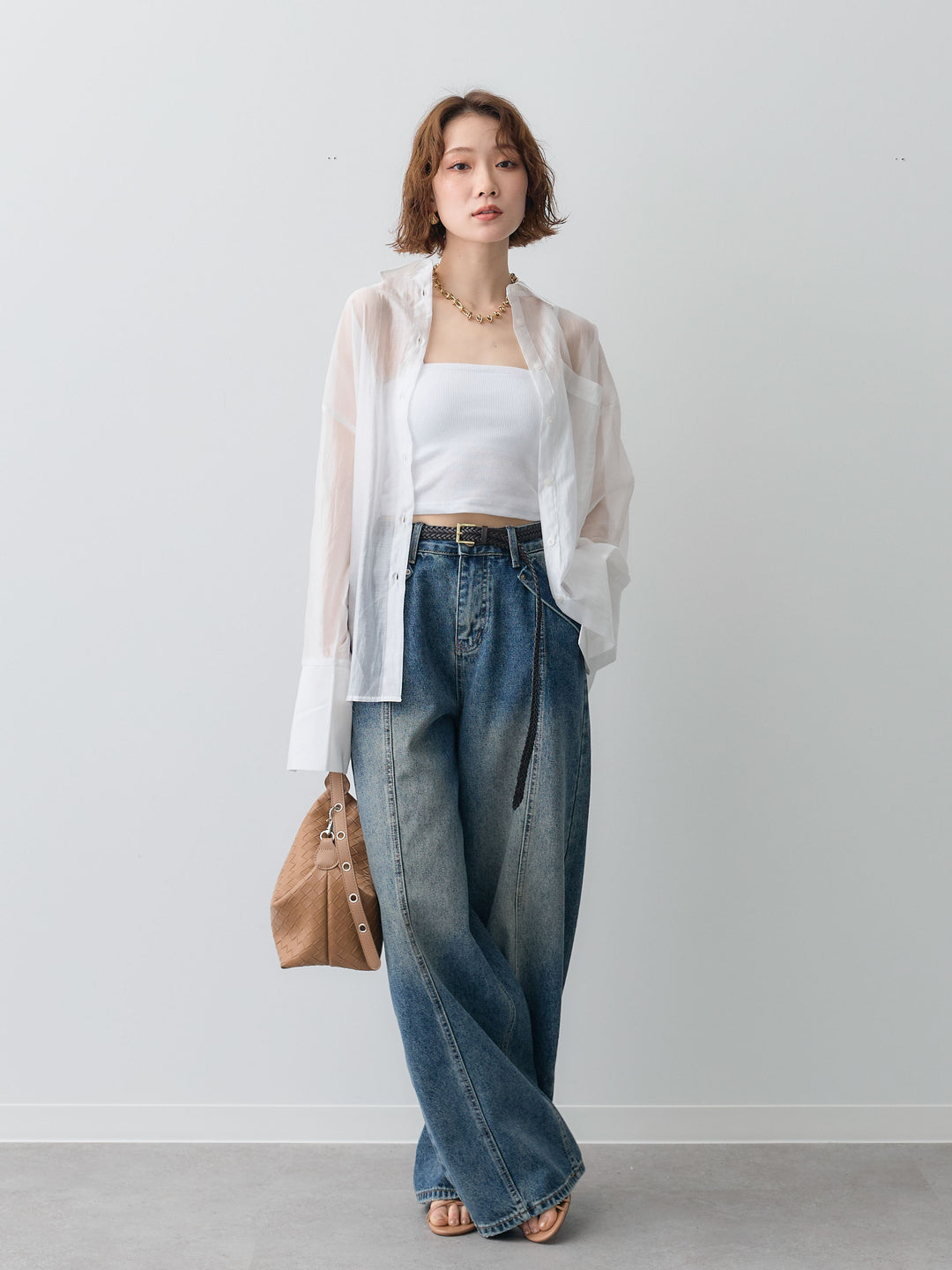 [予約]センターシームストレートルーズデニムパンツ/blue