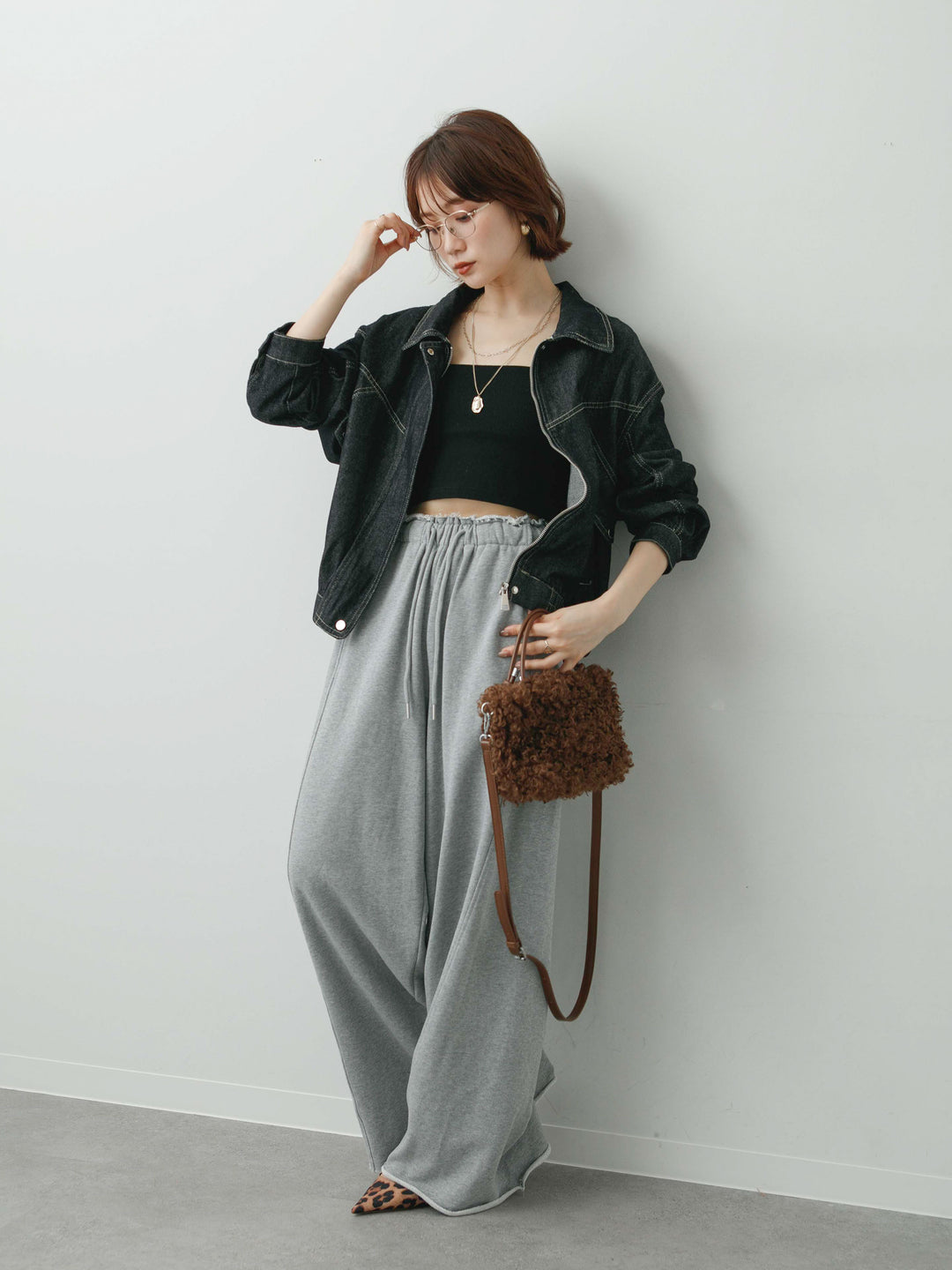 [予約]カットオフスウェットワイドパンツ/gray