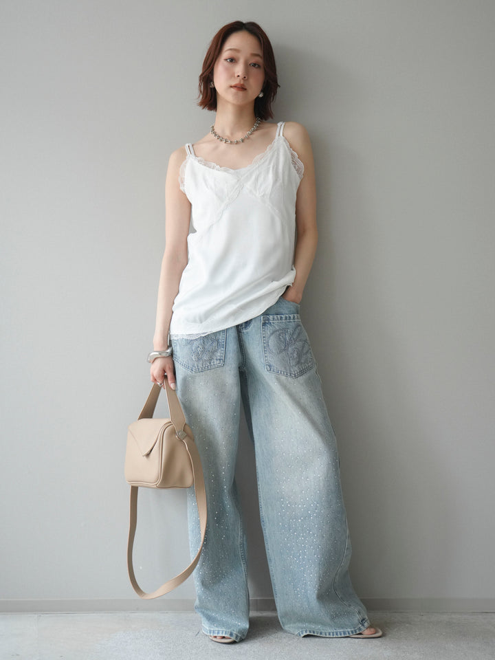 [予約]レーストリムキャミソール/white