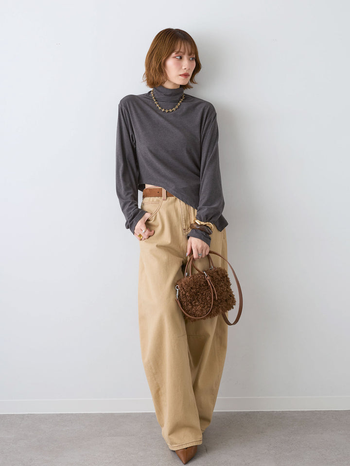 [予約]カラーステッチワイドパンツ/beige
