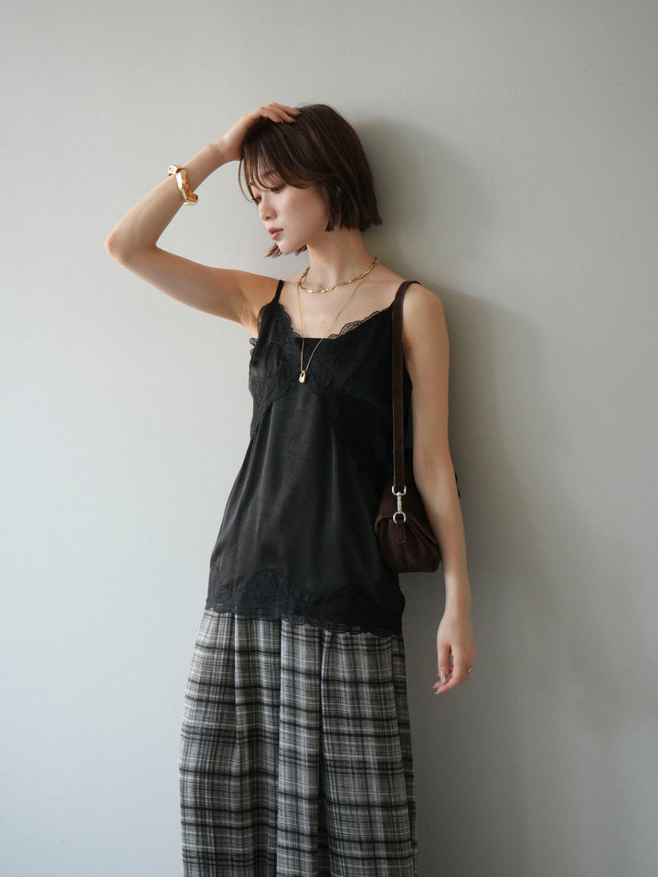 [予約]レーストリムキャミソール/black