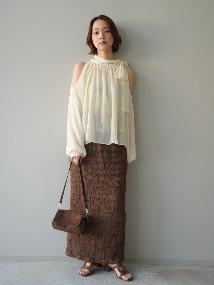 [予約]リップルIラインスカート/brown