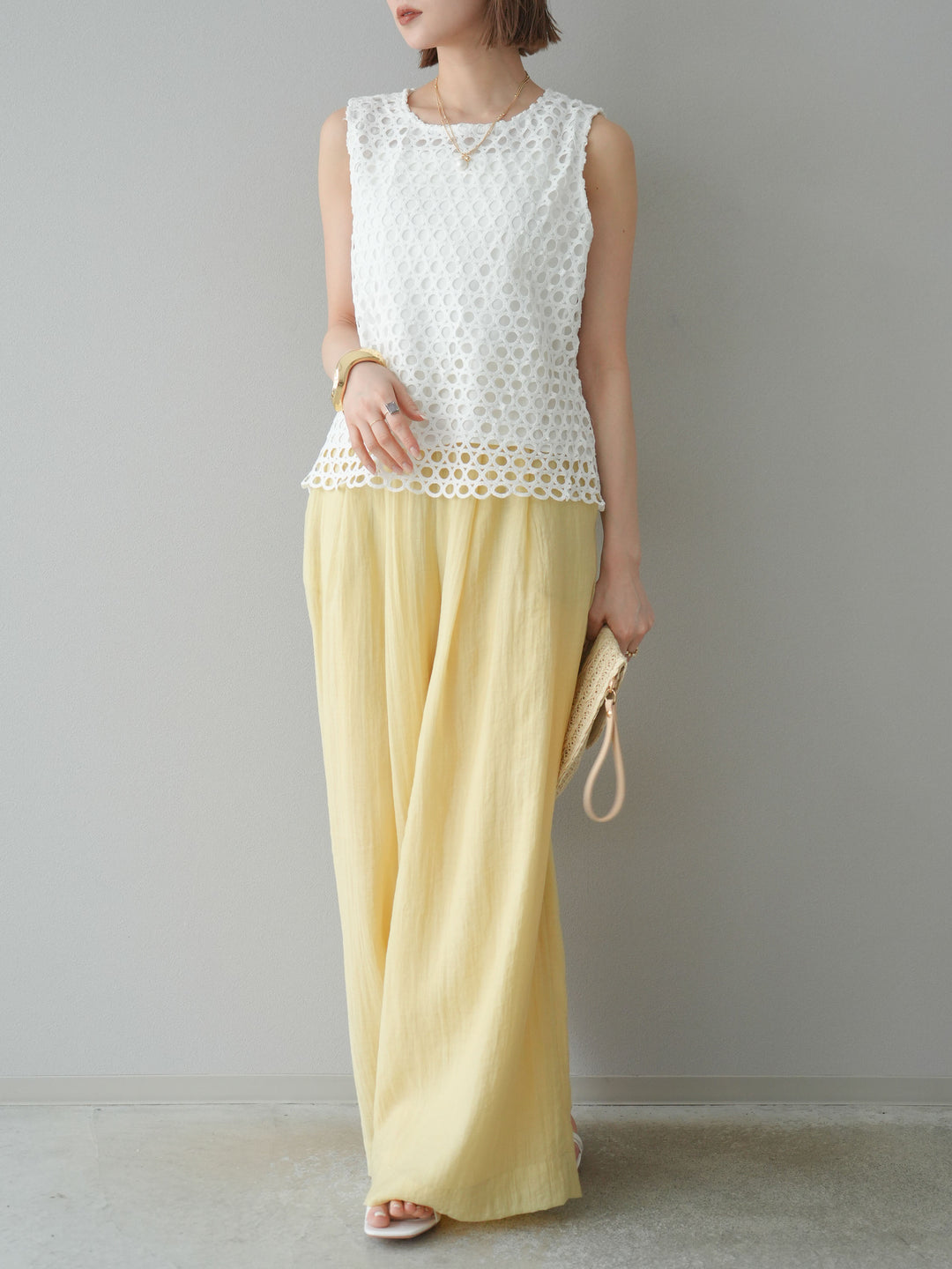 [予約]シアータックワイドパンツ/イエロー