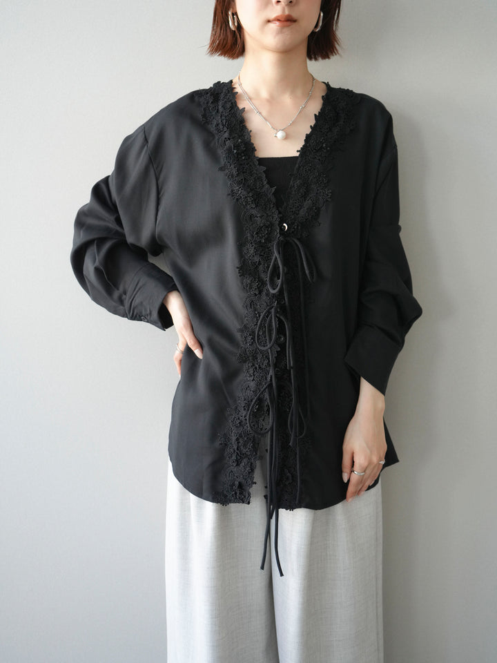[SET]レースフロントリボンブラウス+選べるアクセセット(2set)