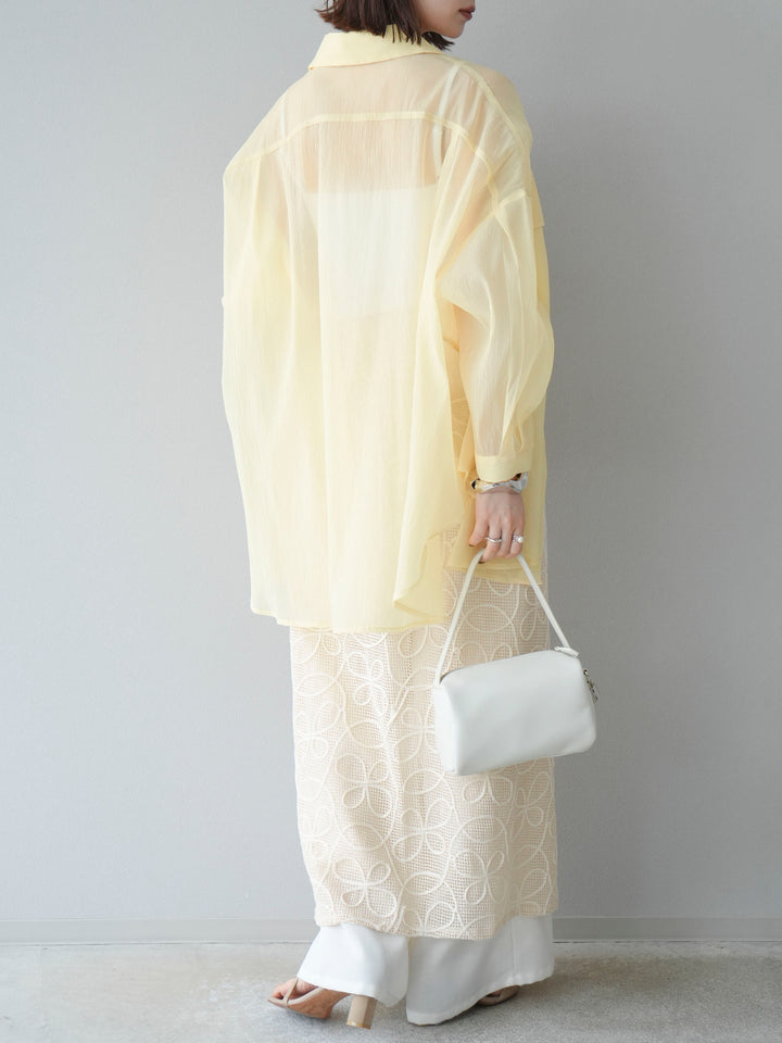 [予約]メッシュコード刺繍ラップスカート/アイボリー