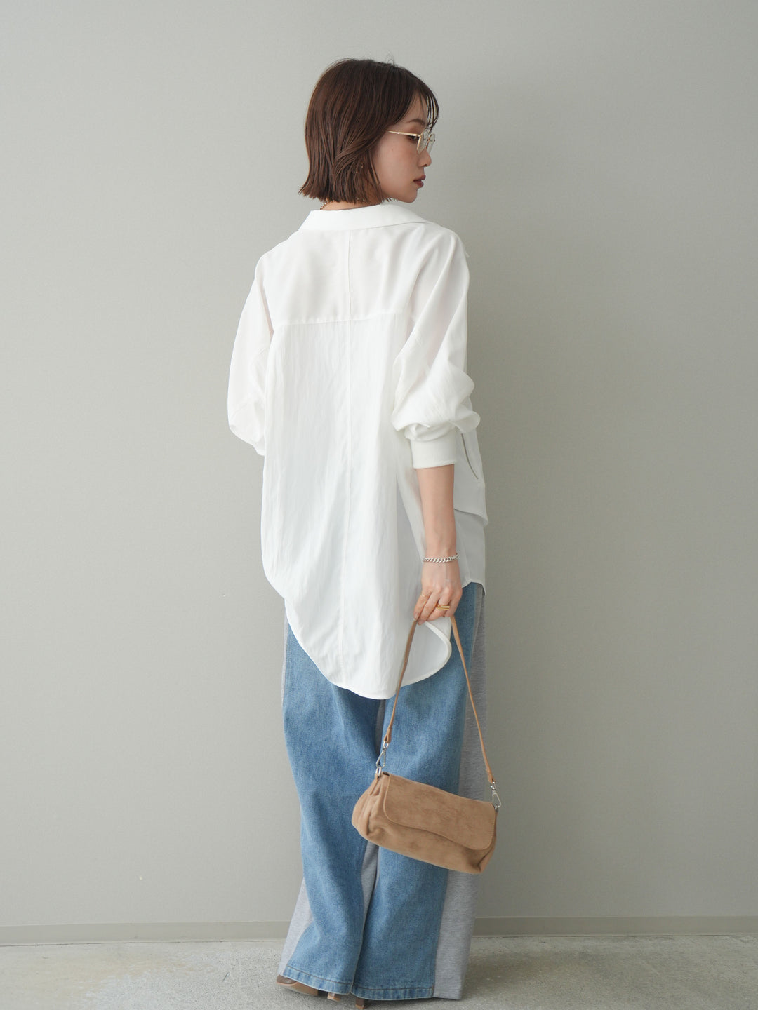 [予約]デニム切替スウェットパンツ/gray