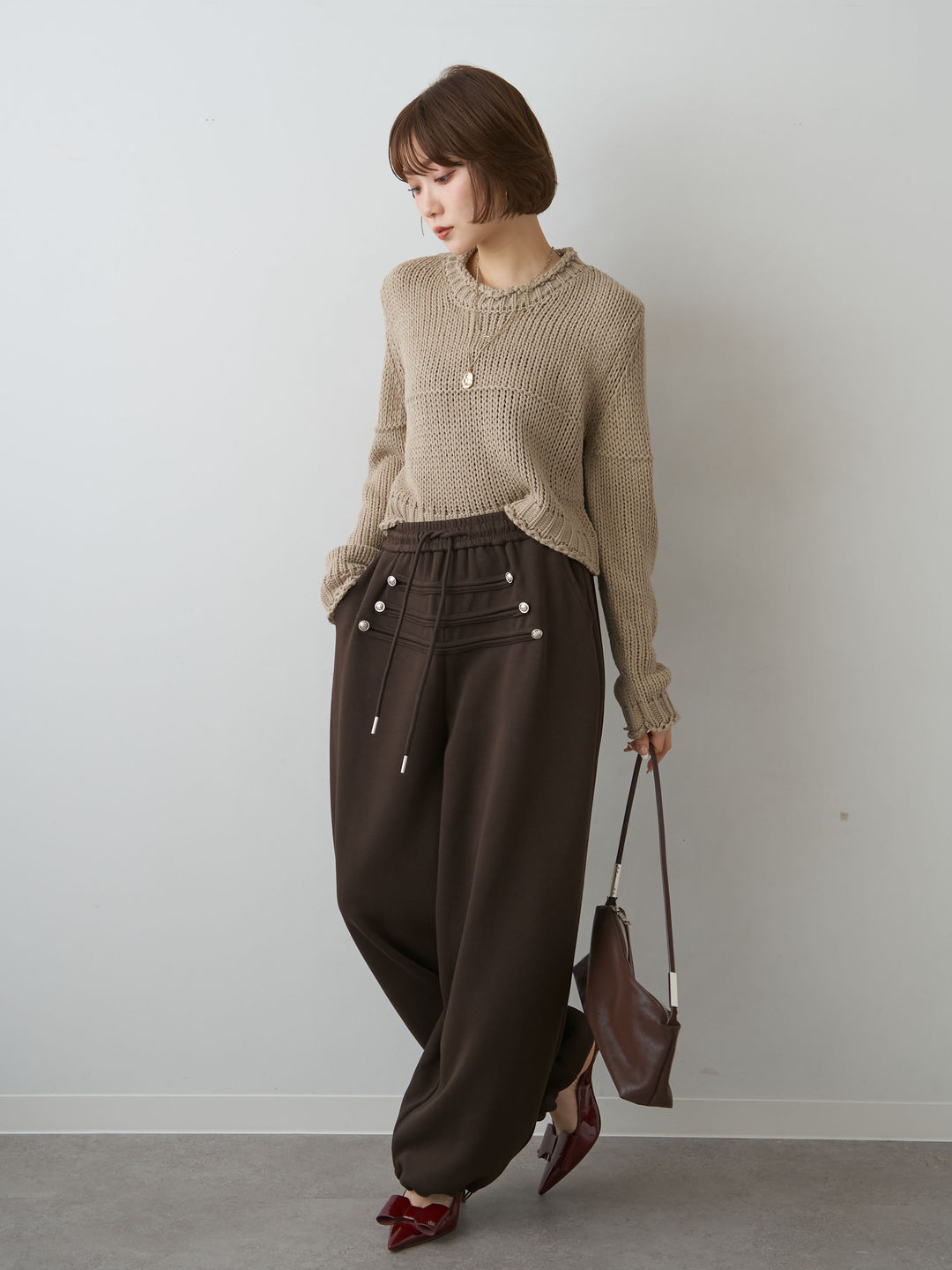 [予約]ナポレオンドロストスウェットパンツ/brown