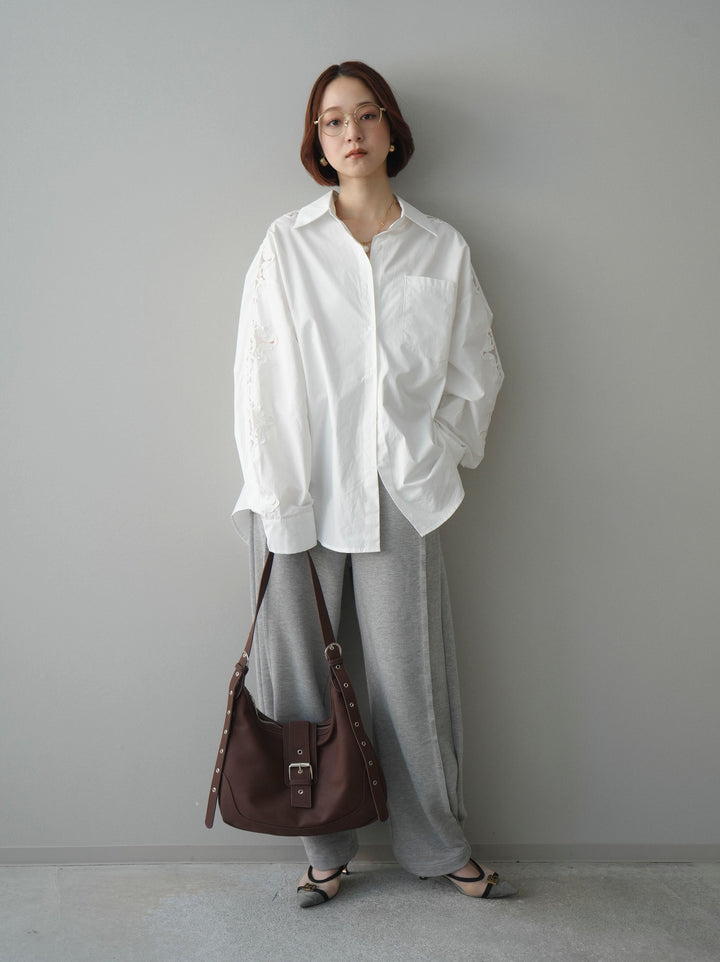 [SET]アームレースブロードシャツ+2WAYデザインスウェットパンツ(2set)