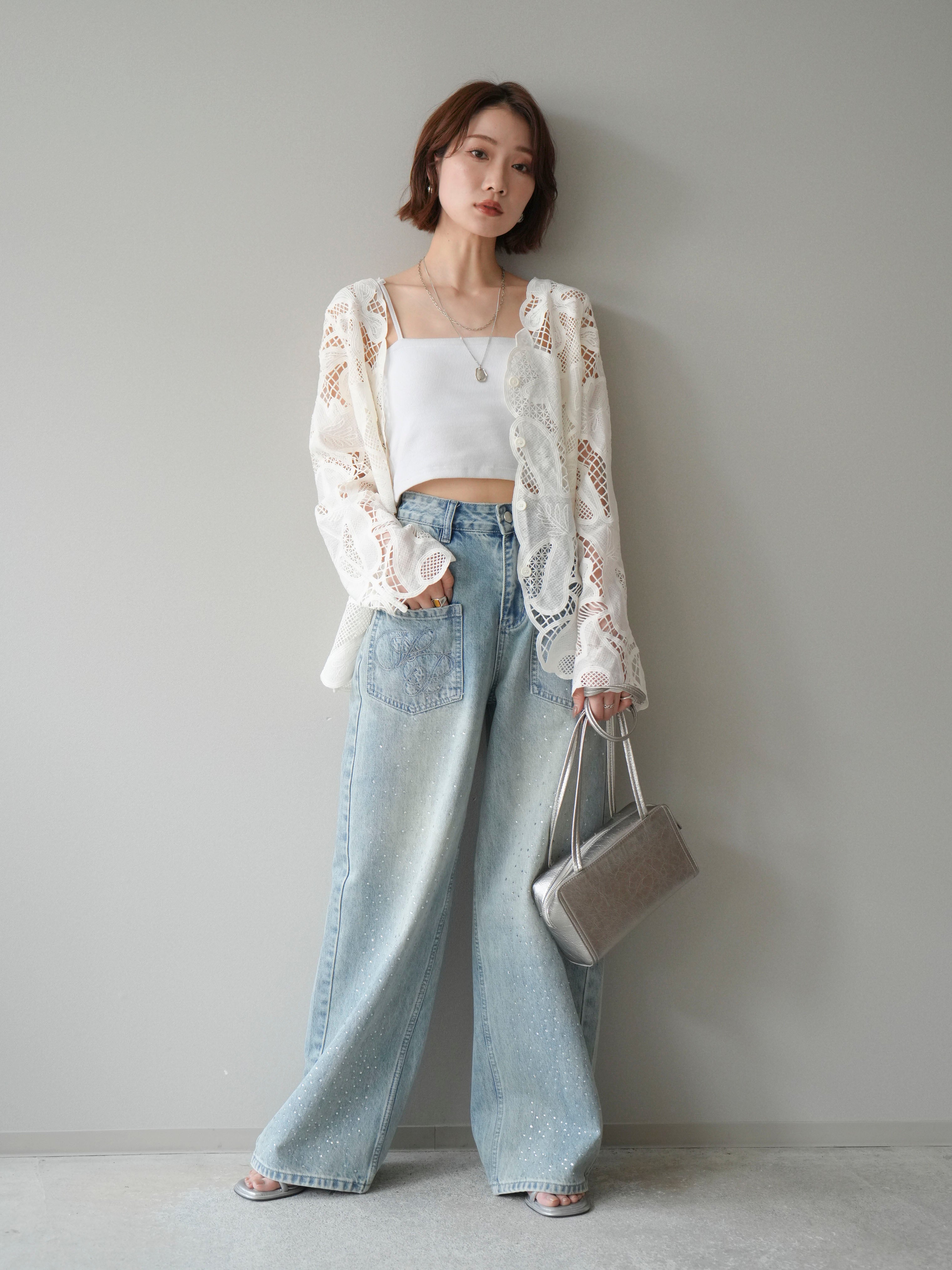 sheller レーススカラップブラウス レース スカラップ ブラウス