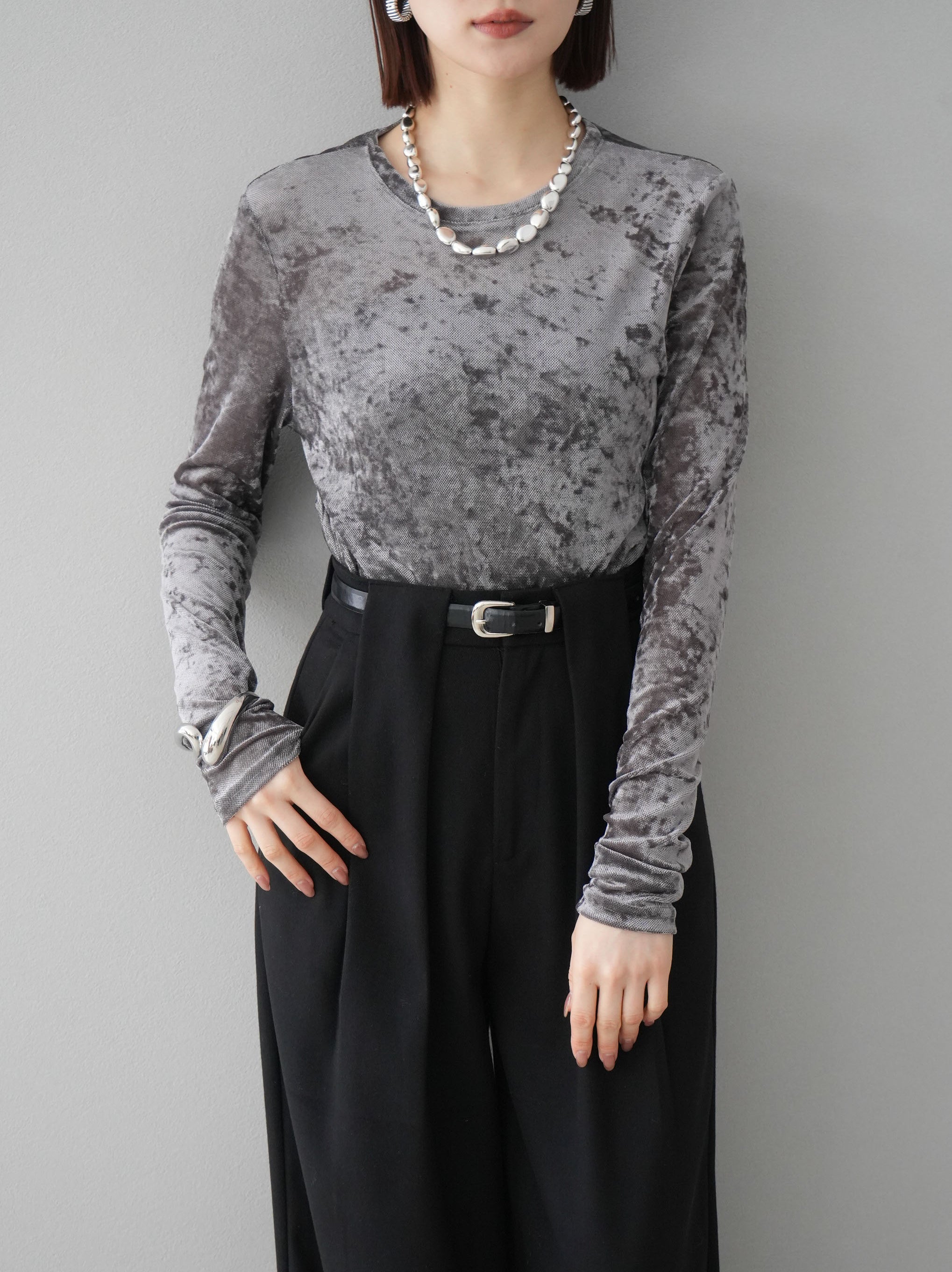 予約]シアーベロアベーシックカットソー/グレー – Lumier