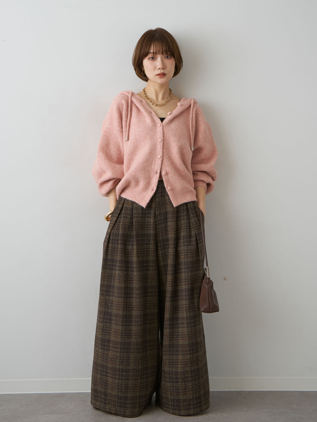 [SET]チェックダブルタックワイドパンツ+チェックダブルタックワイドパンツ(2set)