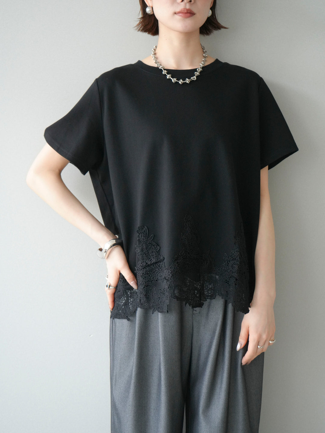 [予約]レースコンビボックスTEE/black