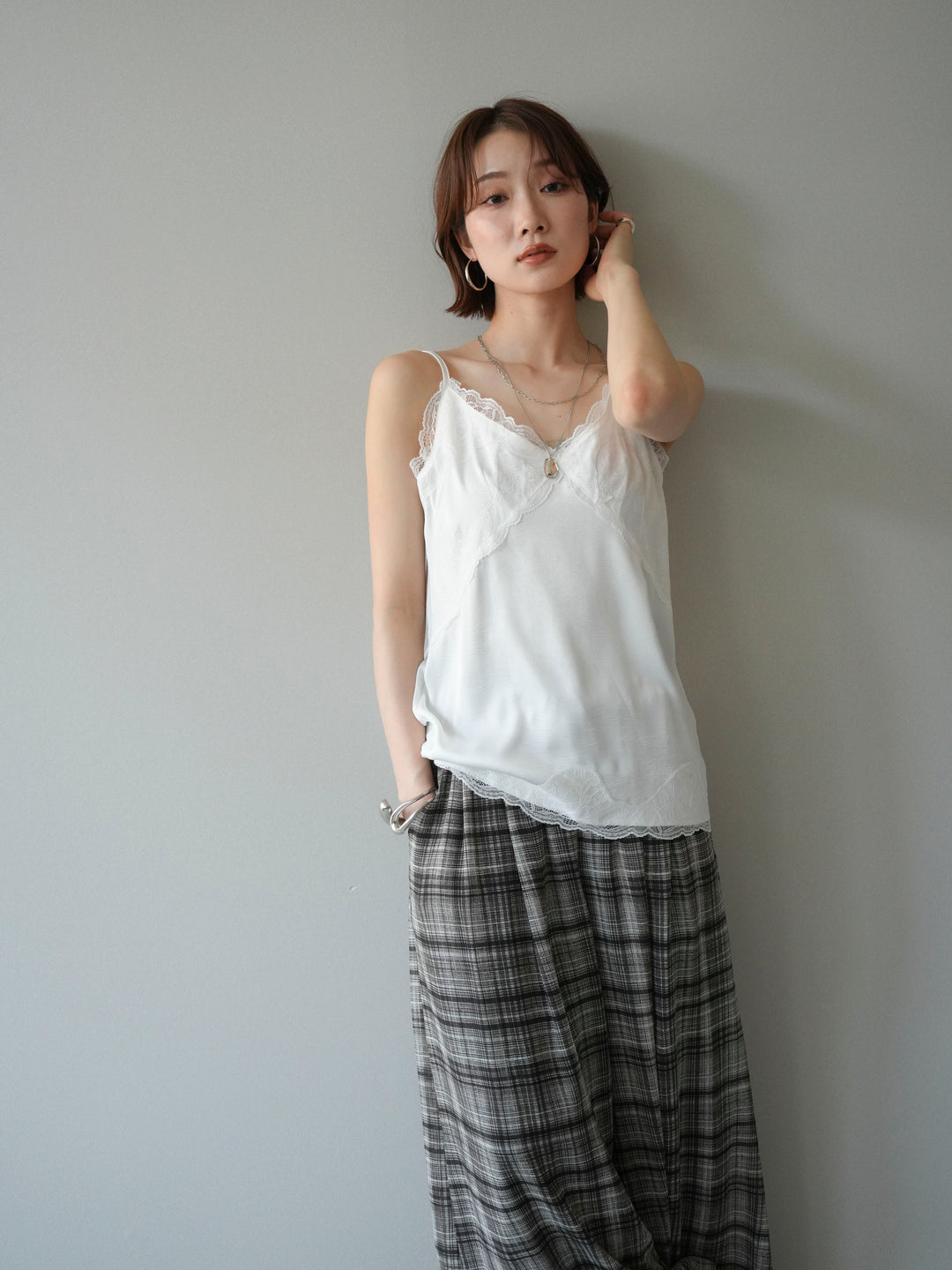 [予約]レーストリムキャミソール/white