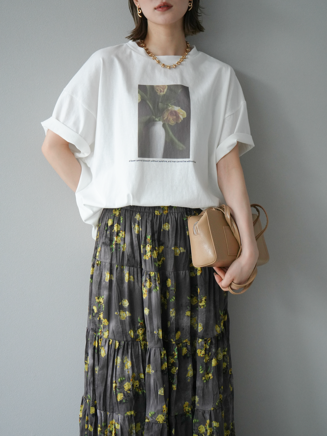 [SET]フラワーフォトビッグTシャツ+選べるアクセセット(2set)