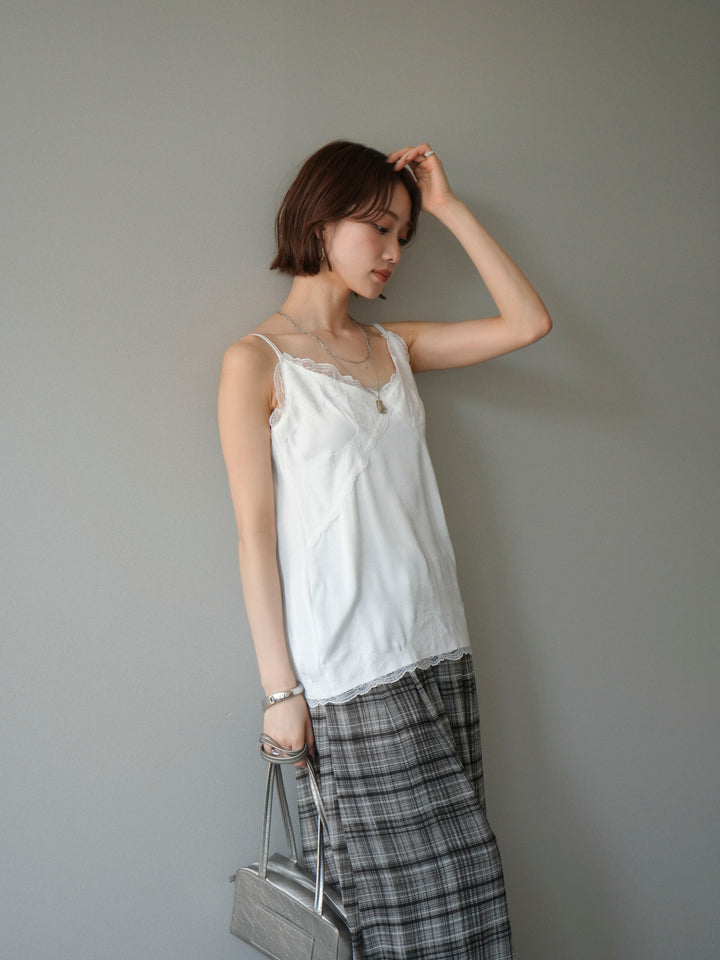 [予約]レーストリムキャミソール/white
