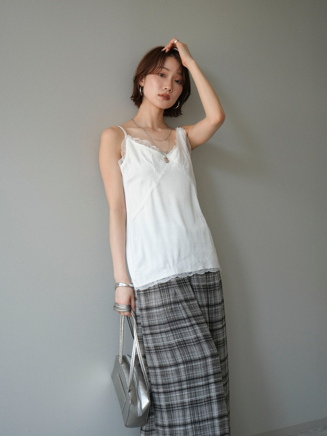 [予約]レーストリムキャミソール/white