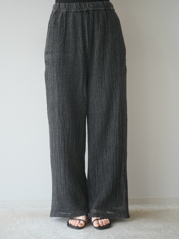[予約]コットンラメメッシュイージーパンツ/グレー
