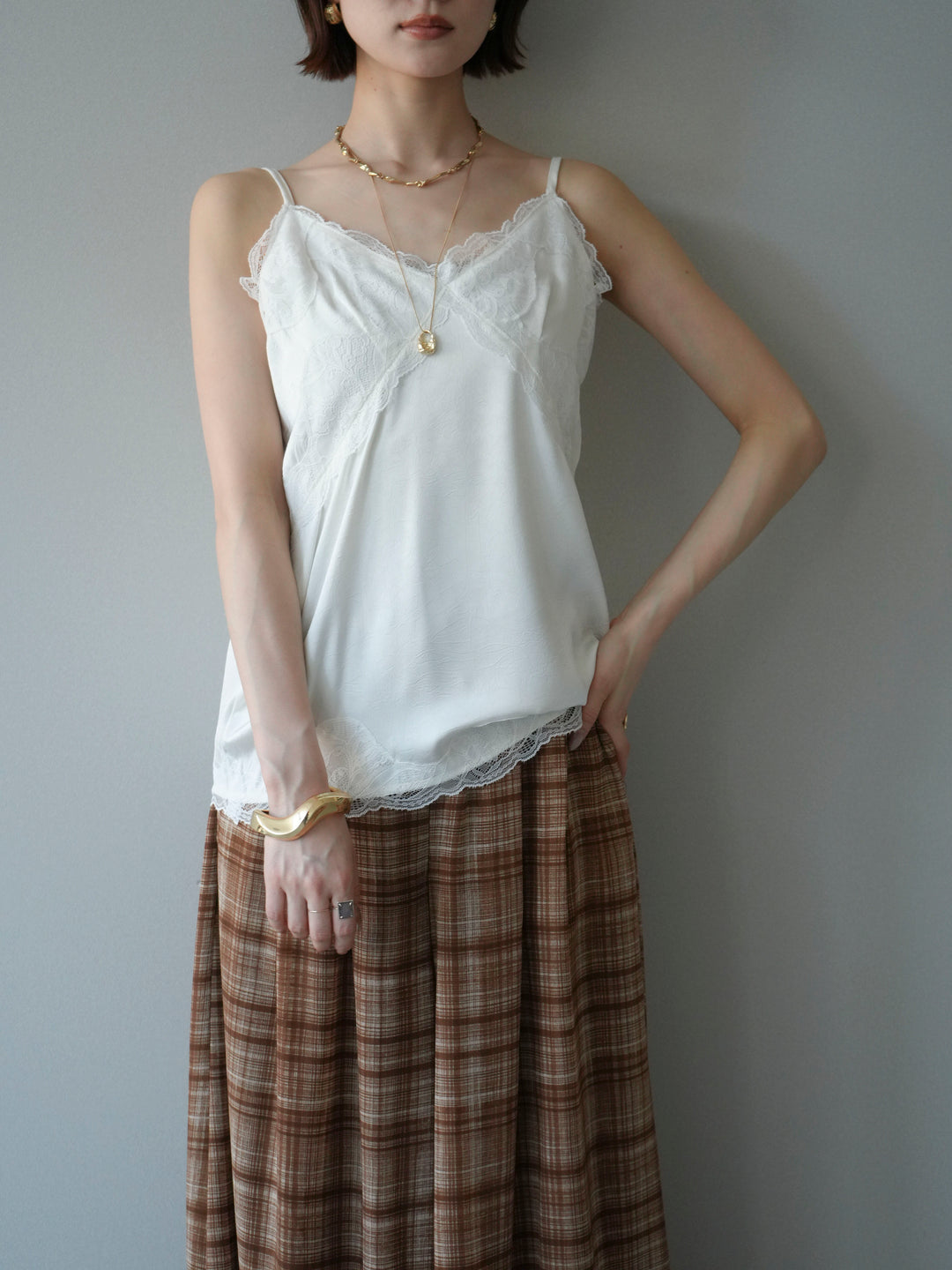 [予約]レーストリムキャミソール/ivory