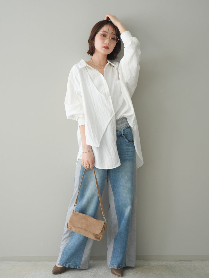 [予約]デニム切替スウェットパンツ/gray