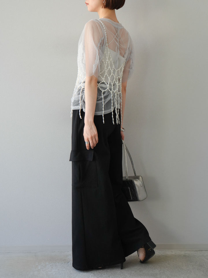 【預購】腰部側袋運動褲/黑色