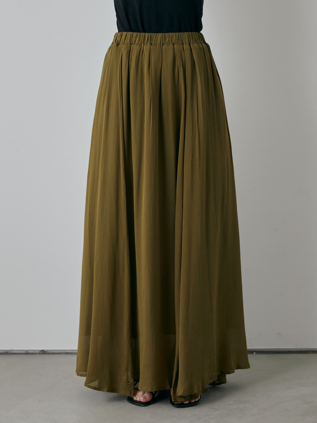 [予約]シアーフレアマキシスカート/グリーン