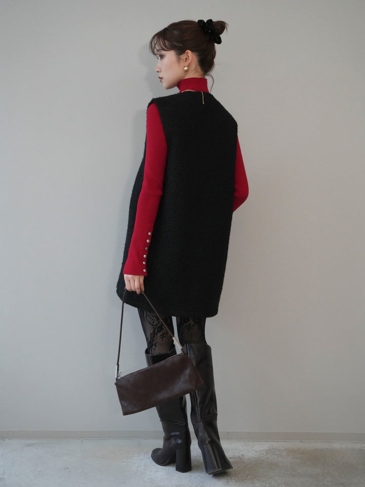 [SET]ミックスループヤーンニットミニワンピース+選べるアクセセット(2set)