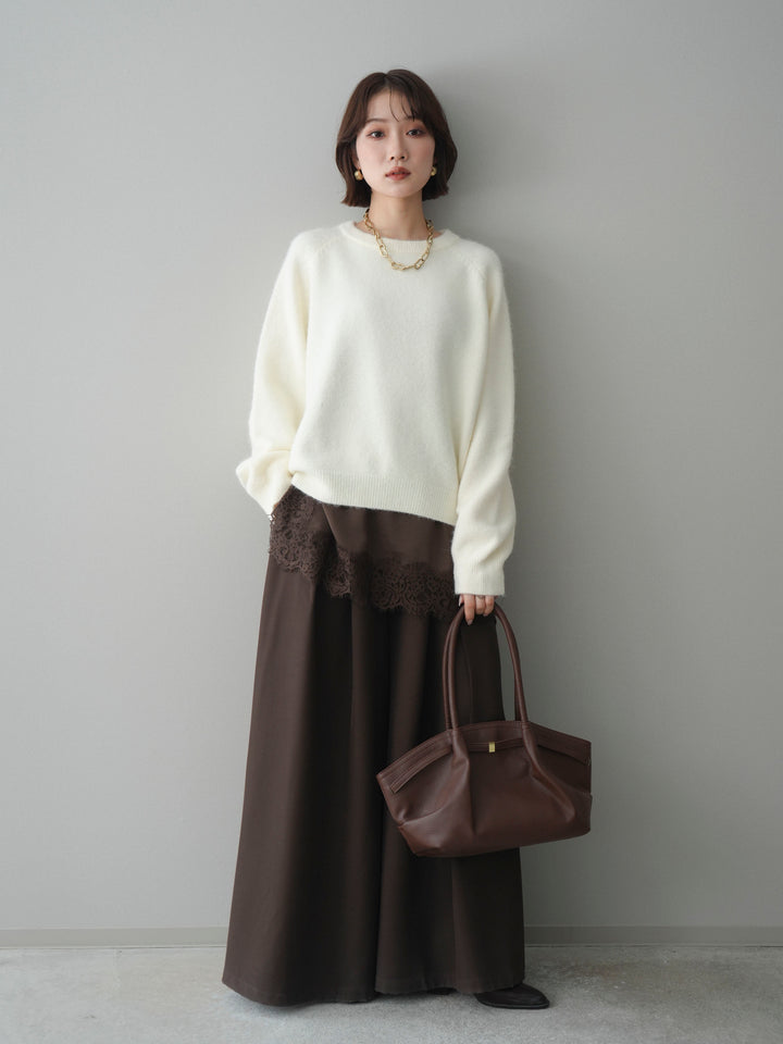 [予約]クルーネックモチモチニットプルオーバー/white