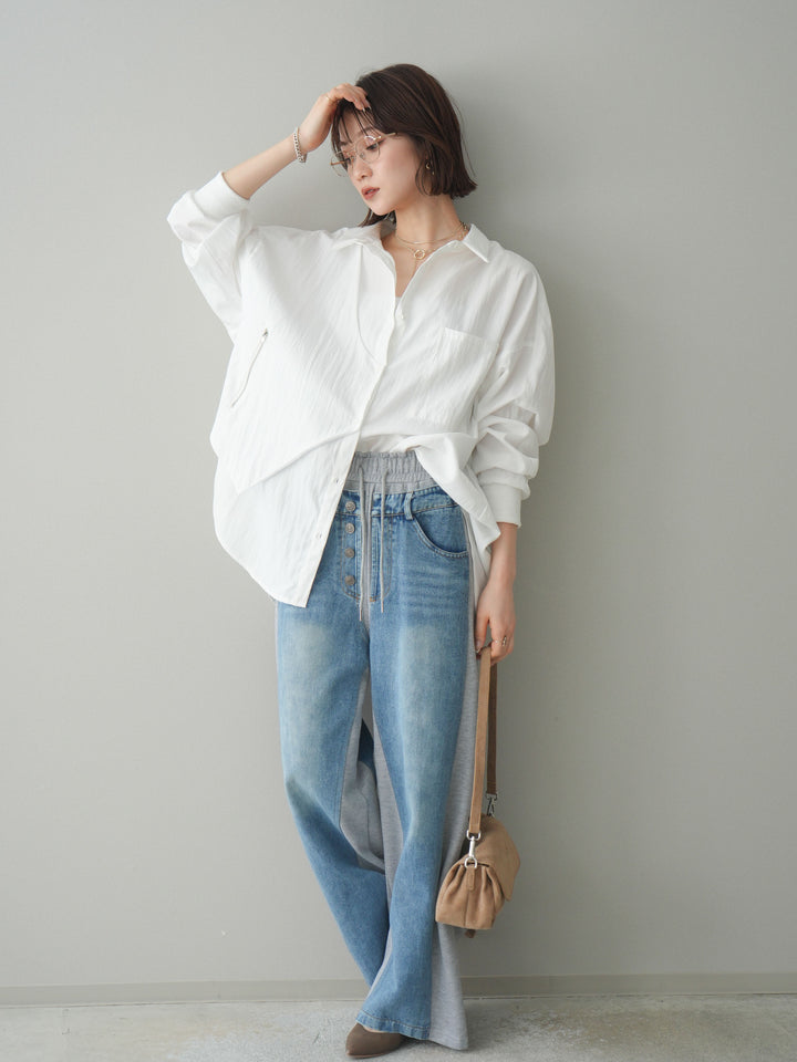 [予約]デニム切替スウェットパンツ/gray