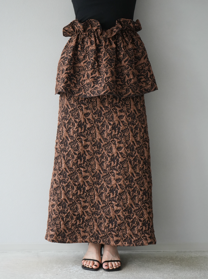 [予約]膨れジャガードマルチWAYスカート/ブラウン