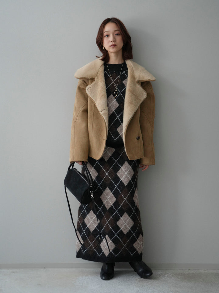 [SET]アーガイルニットプルオーバー&ロングスカートSET UP(2set)